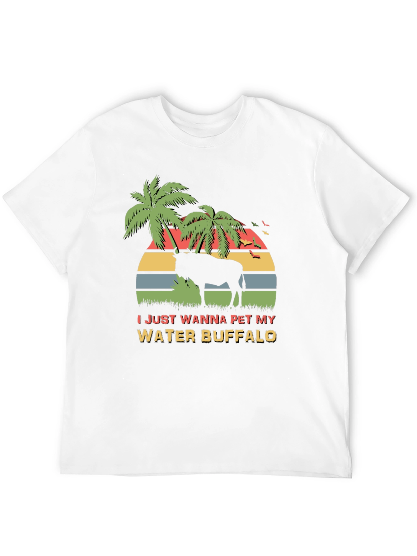 Water Buffalo Graphic Tee - Tropical Sunset Design