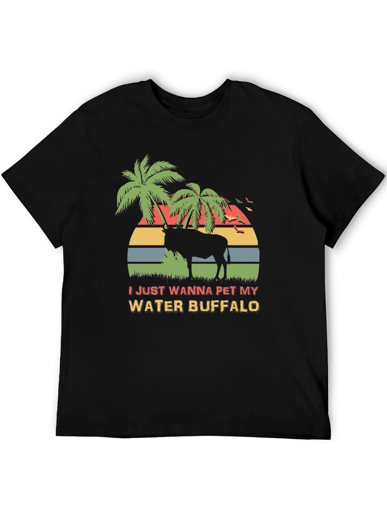 Water Buffalo Graphic Tee - Tropical Sunset Design