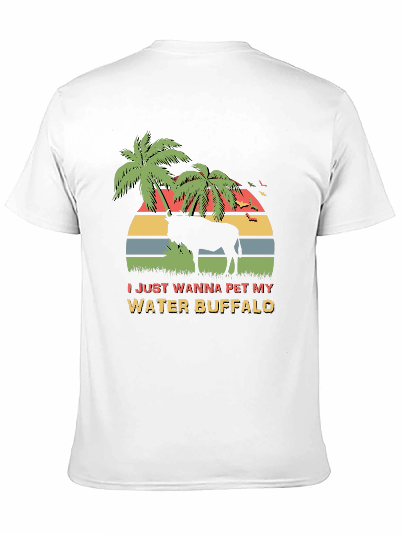 Water Buffalo Graphic Tee - Tropical Sunset Design