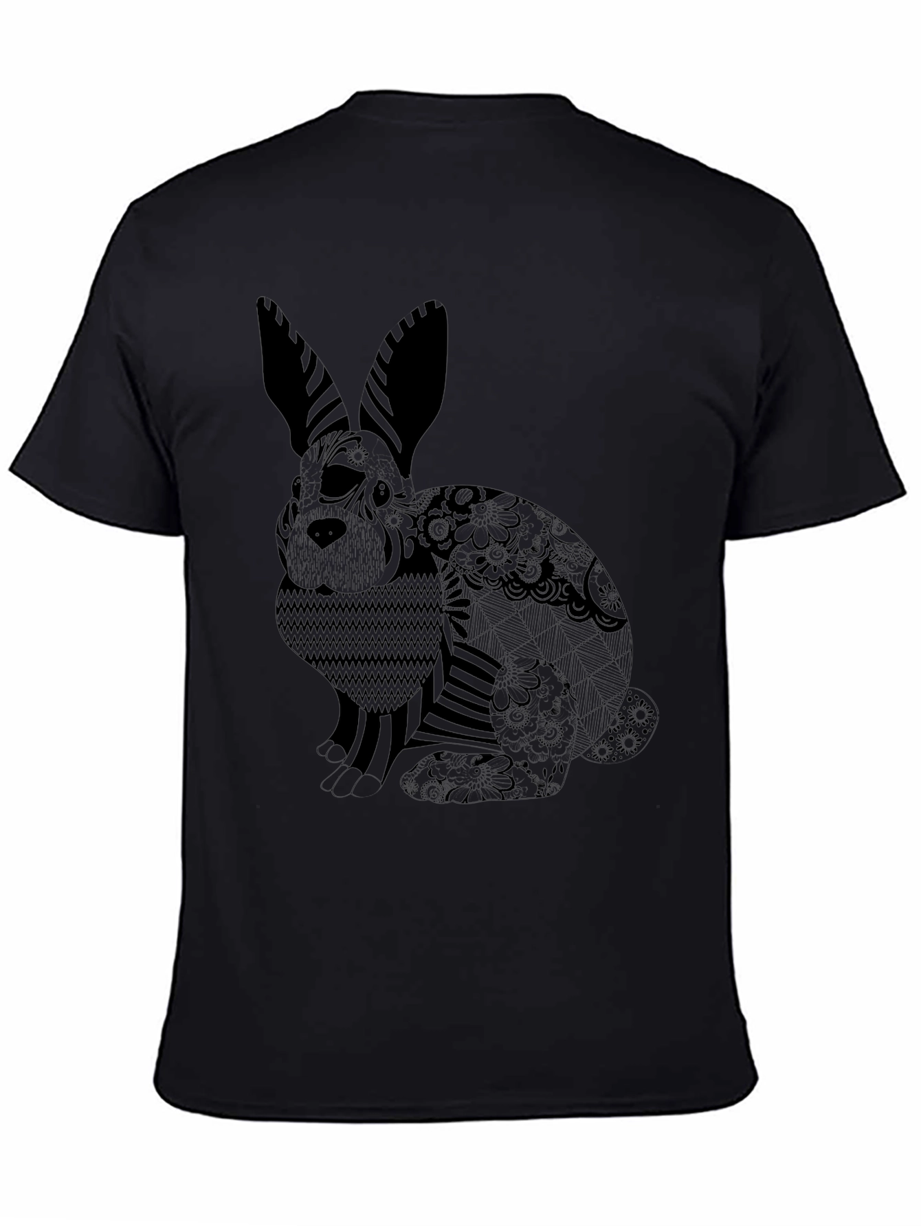 Black T-Shirt with Rabbit Design