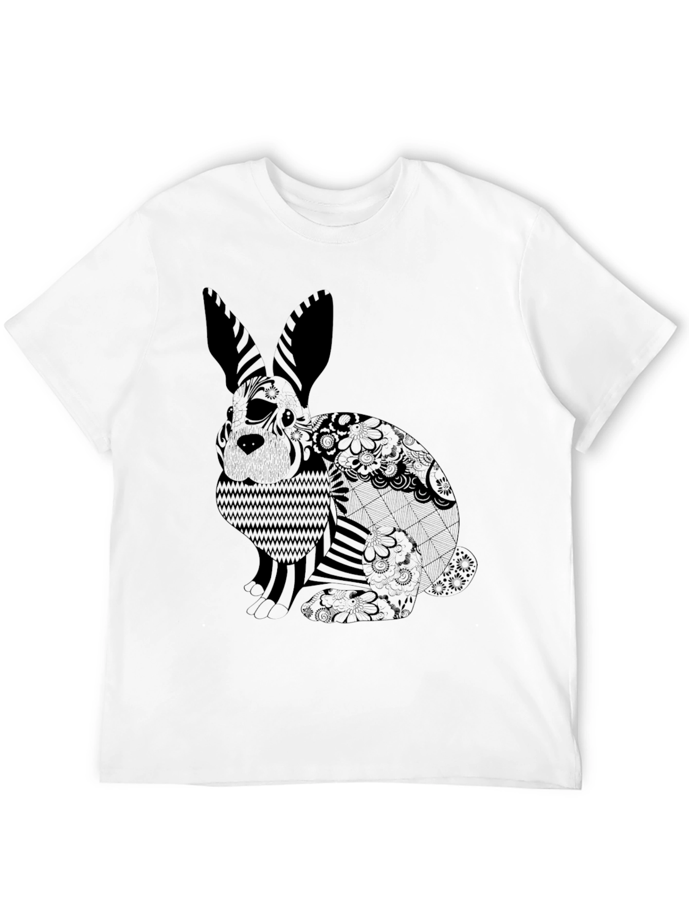 Black T-Shirt with Rabbit Design