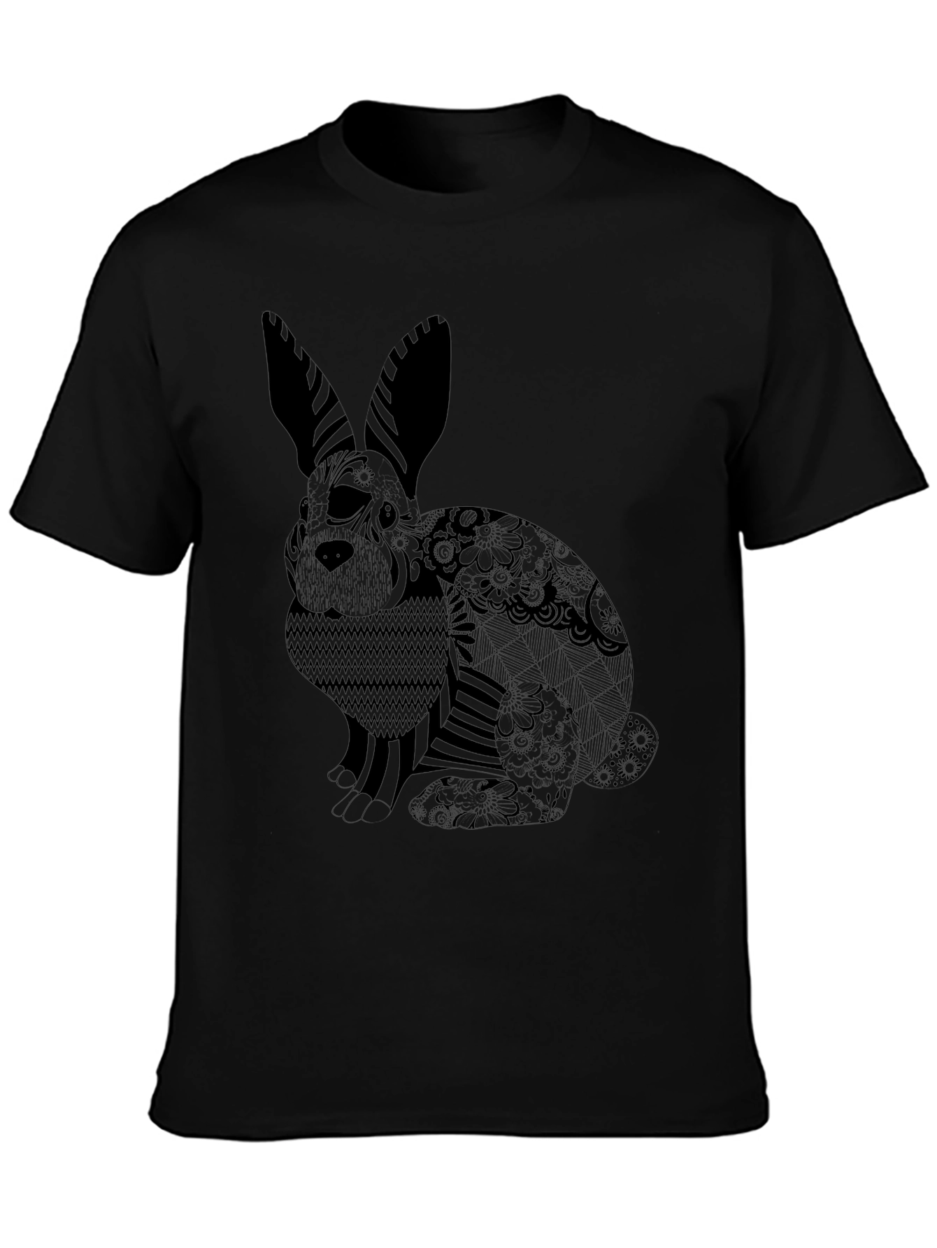 Black T-Shirt with Rabbit Design