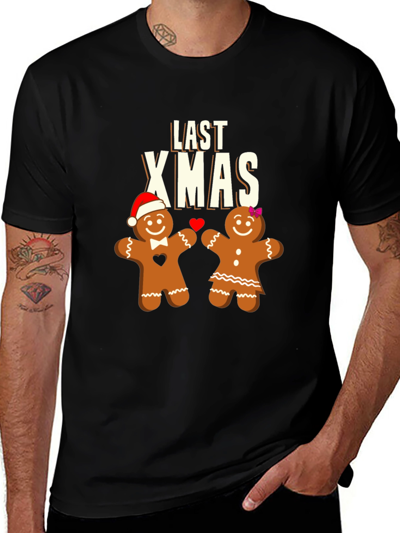 Last Xmas Gingerbread Couple Black T-Shirt