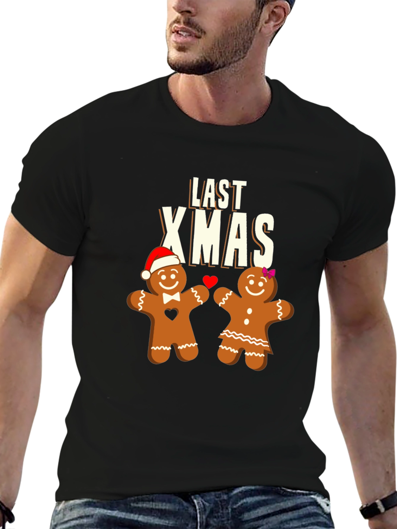 Last Xmas Gingerbread Couple Black T-Shirt