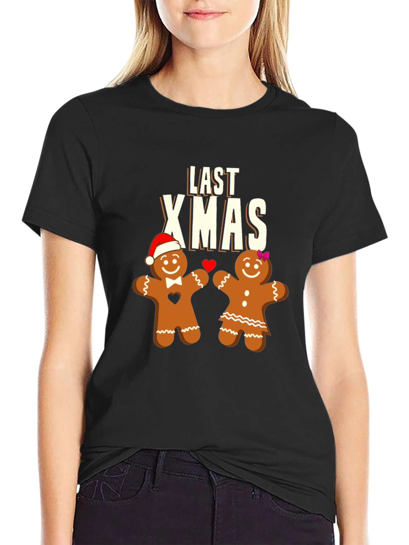 Last Xmas Gingerbread Couple Black T-Shirt
