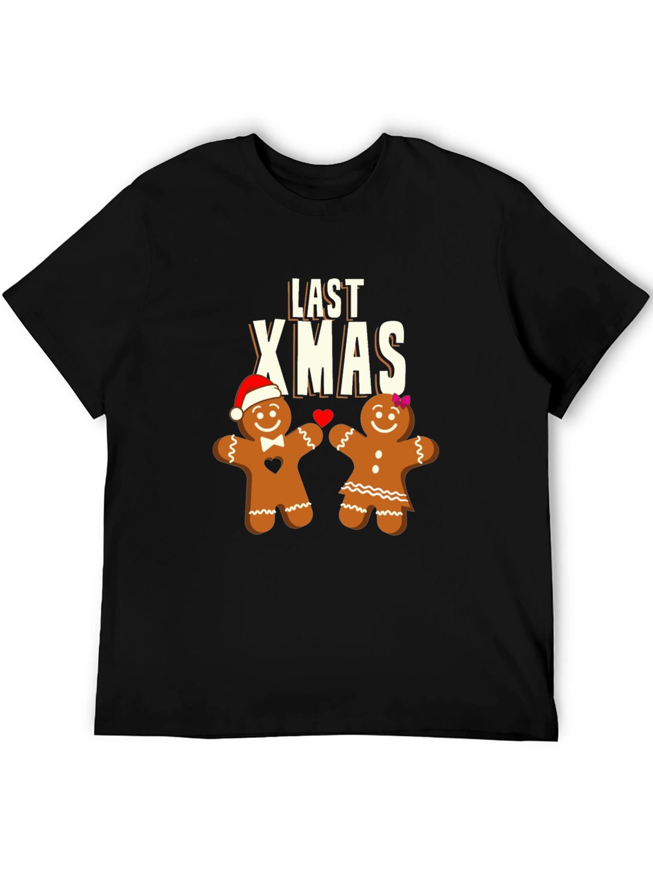 Last Xmas Gingerbread Couple Black T-Shirt