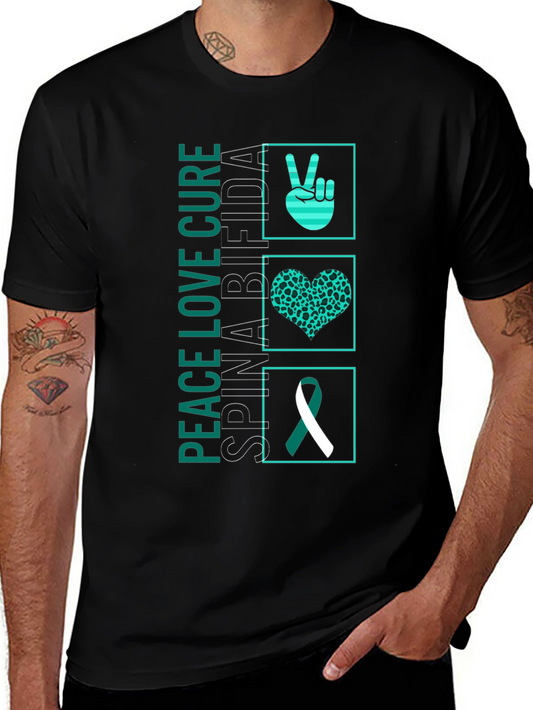 Peace Love Cure Spina Bifida Awareness T-Shirt
