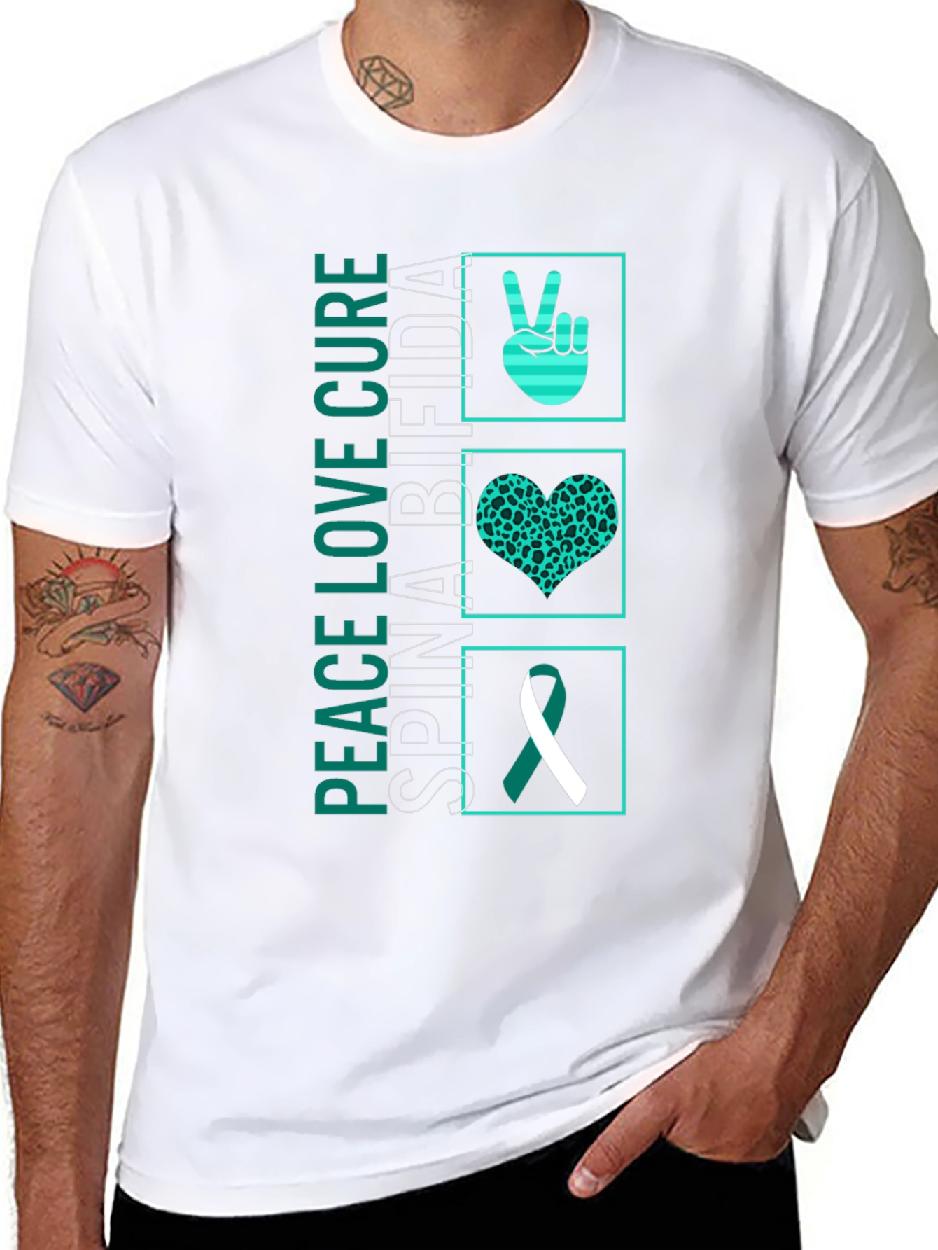 Peace Love Cure Spina Bifida Awareness T-Shirt