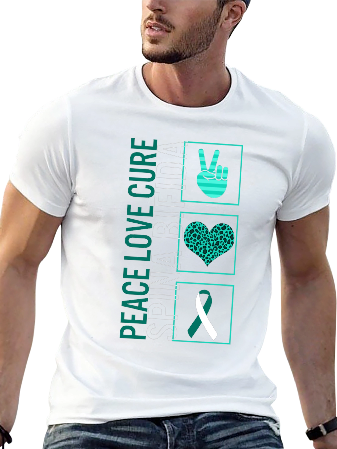 Peace Love Cure Spina Bifida Awareness T-Shirt