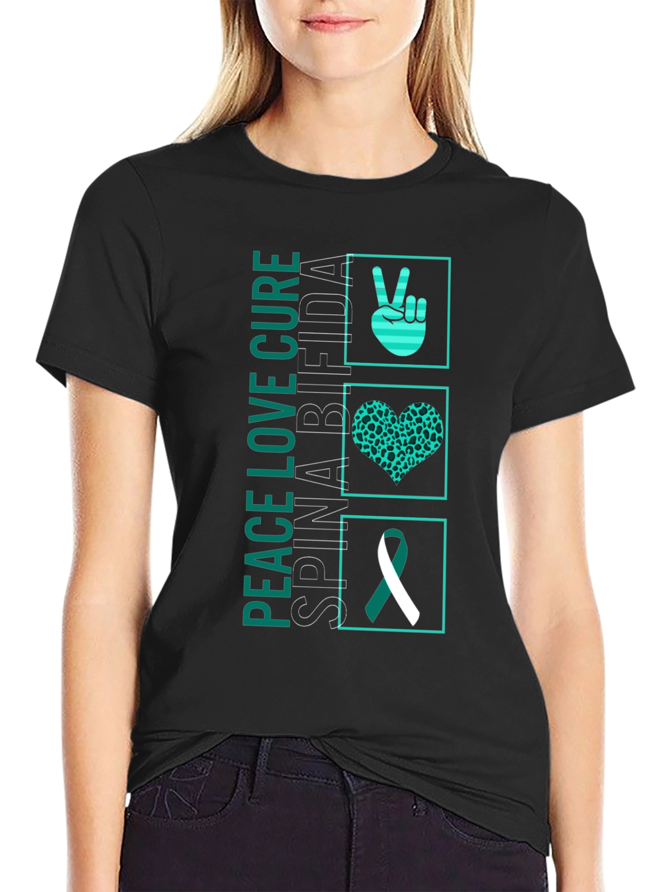 Peace Love Cure Spina Bifida Awareness T-Shirt