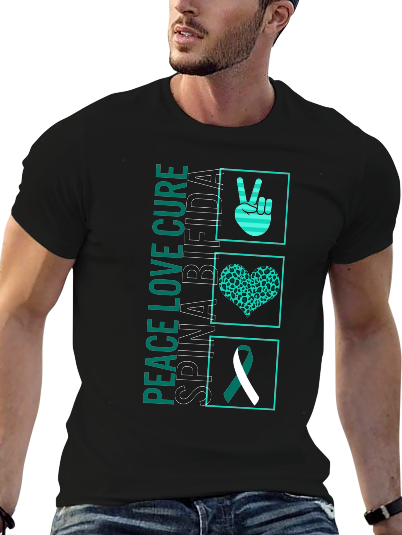 Peace Love Cure Spina Bifida Awareness T-Shirt