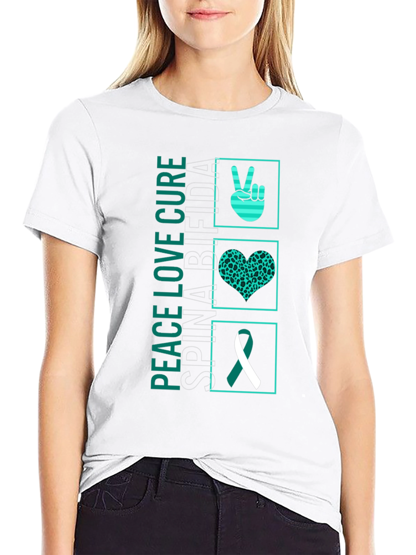 Peace Love Cure Spina Bifida Awareness T-Shirt