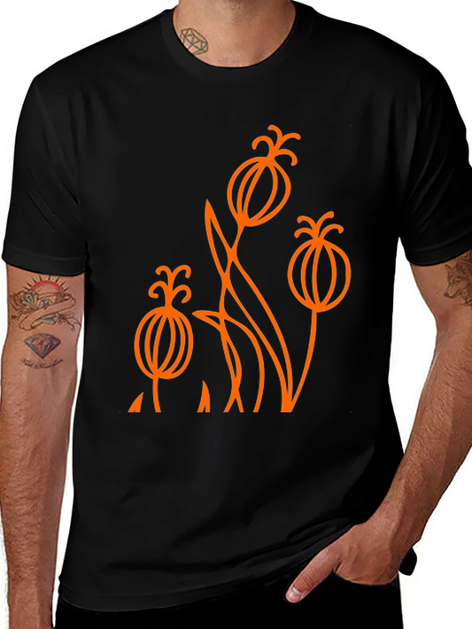 Abstract Floral Graphic Tee - Black