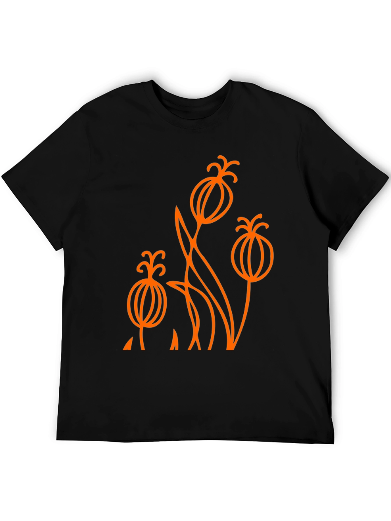 Abstract Floral Graphic Tee - Black