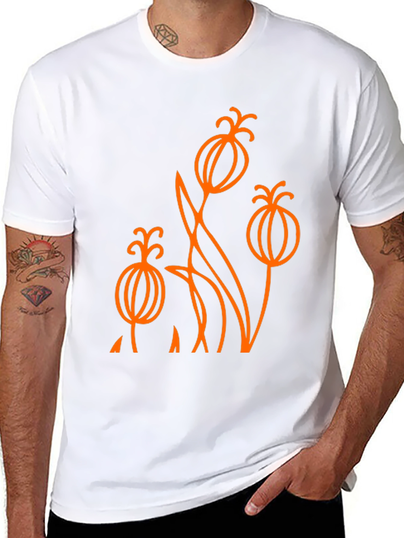 Abstract Floral Graphic Tee - Black