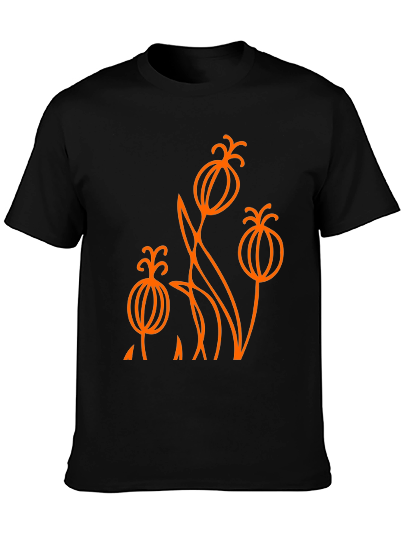 Abstract Floral Graphic Tee - Black