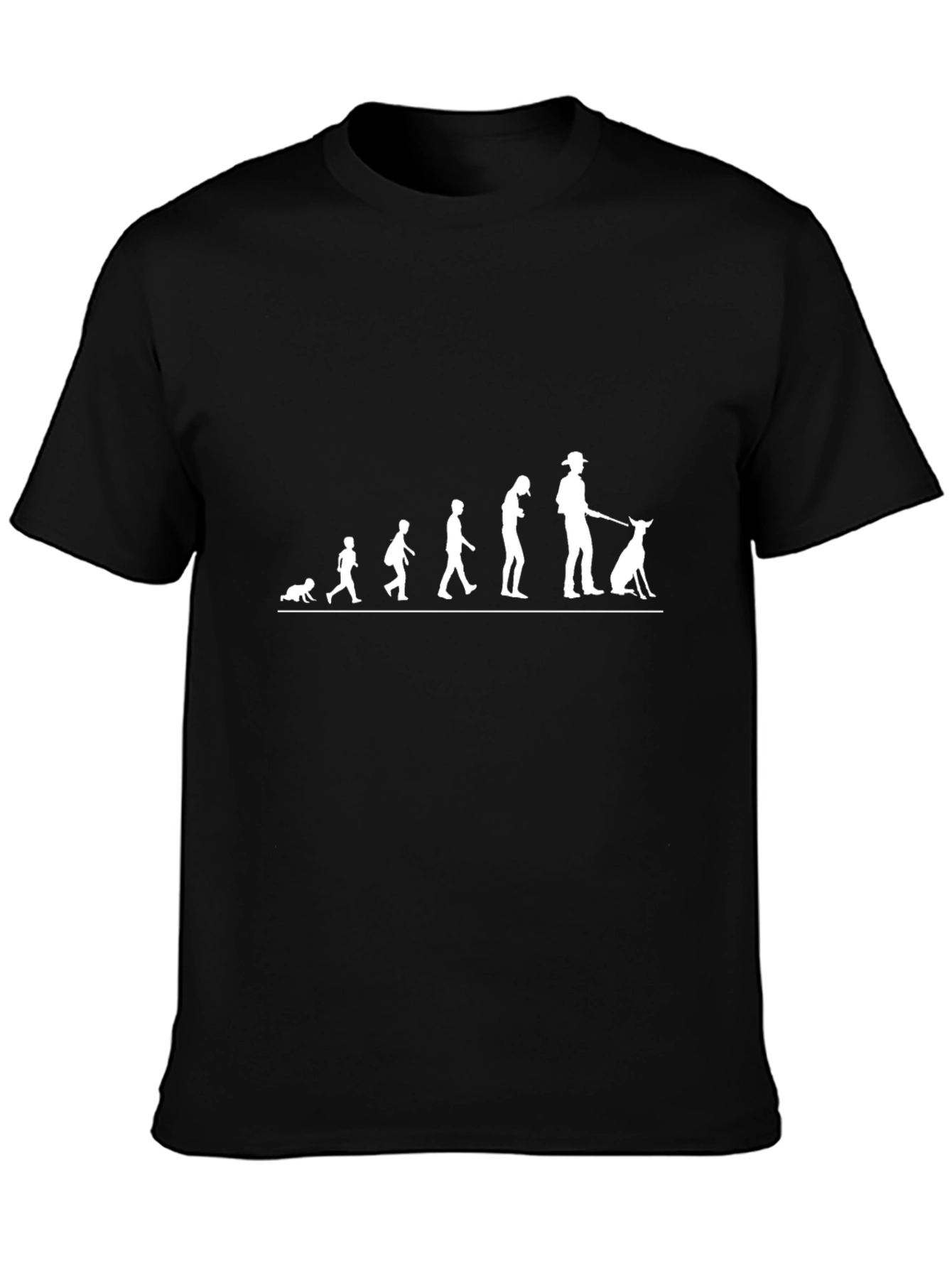 Evolution of Dog Walker Tee - Black Graphic T-Shirt