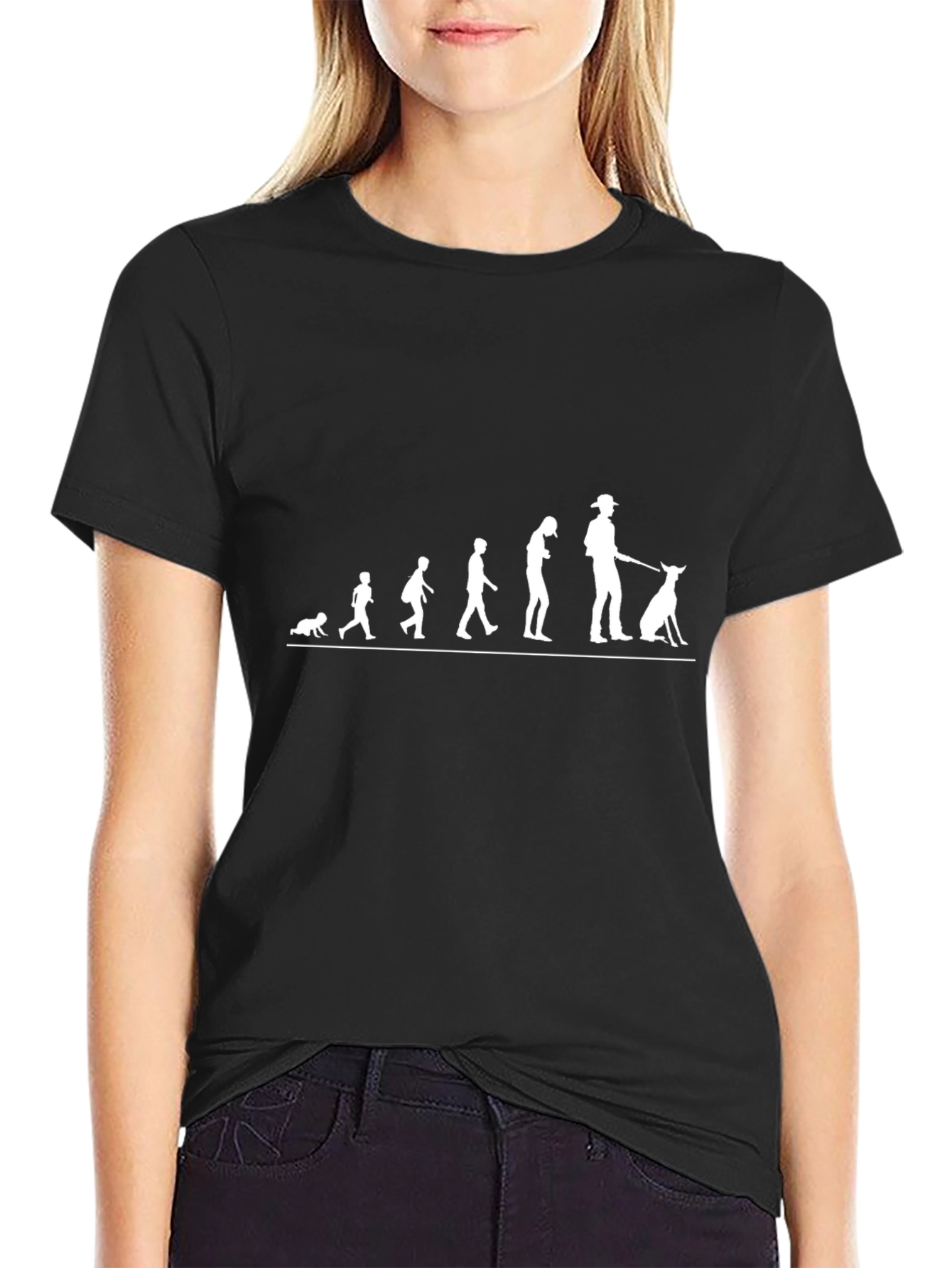 Evolution of Dog Walker Tee - Black Graphic T-Shirt