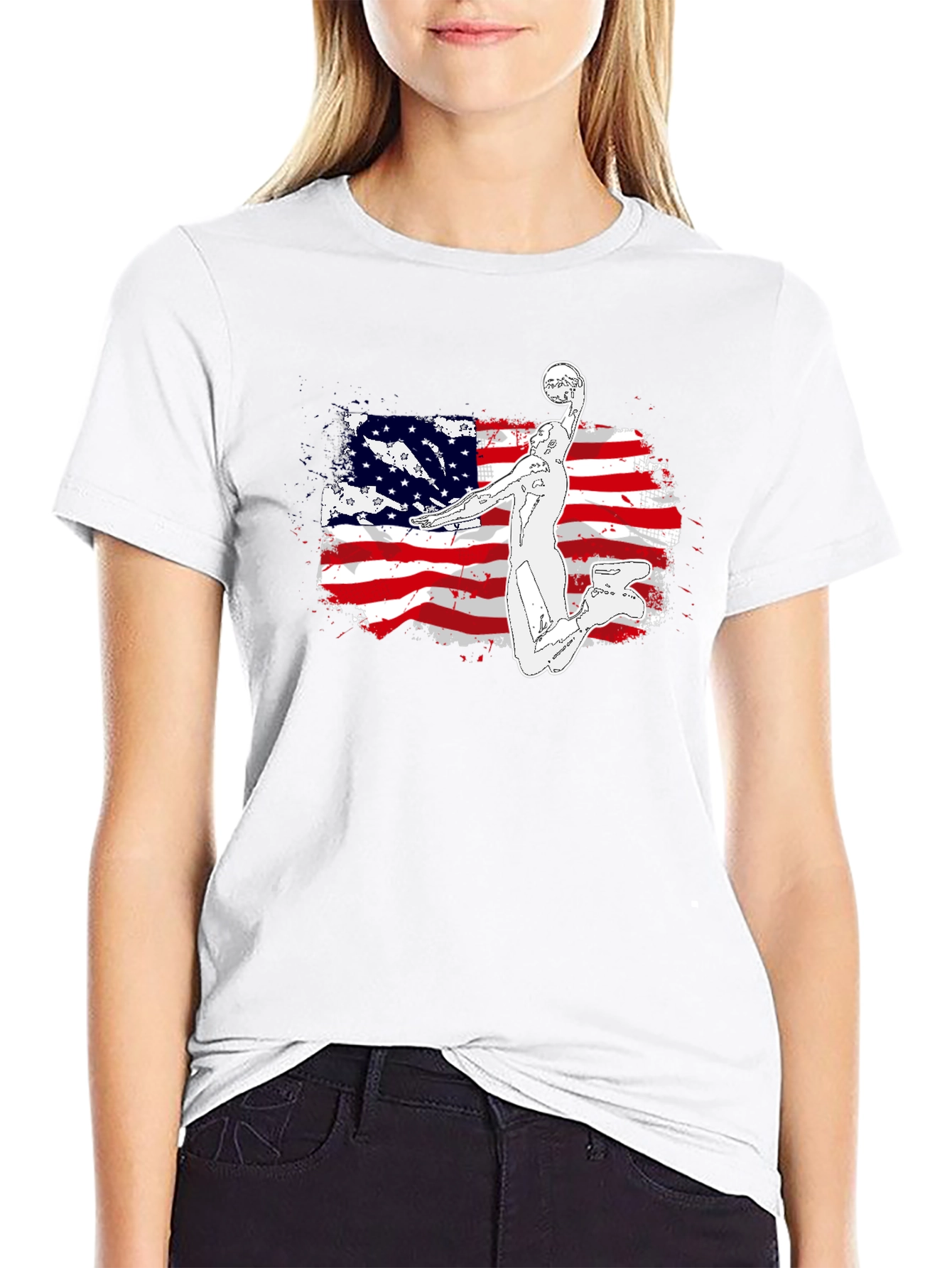 American Flag Basketball Graphic T-Shirt