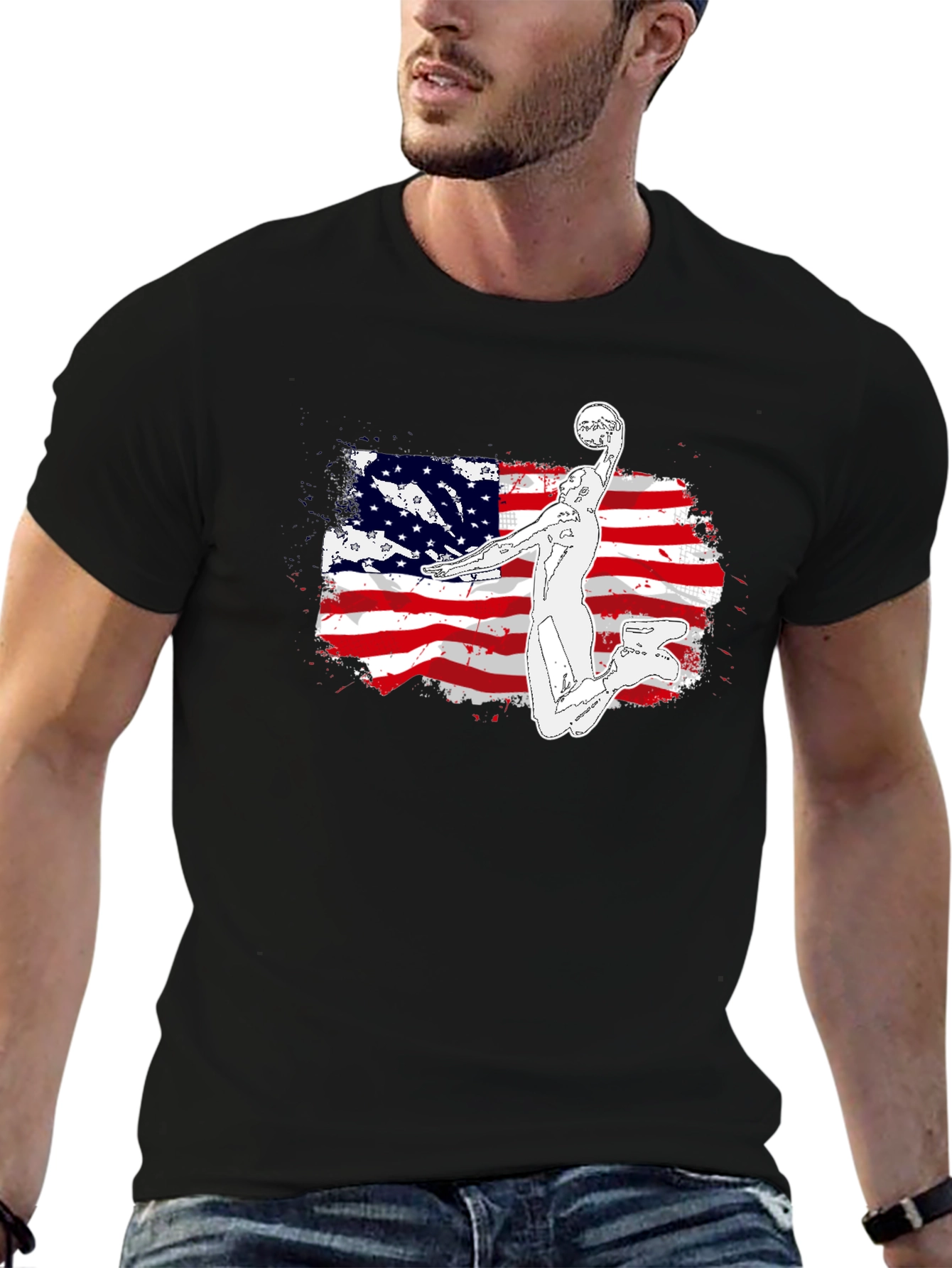 American Flag Basketball Graphic T-Shirt