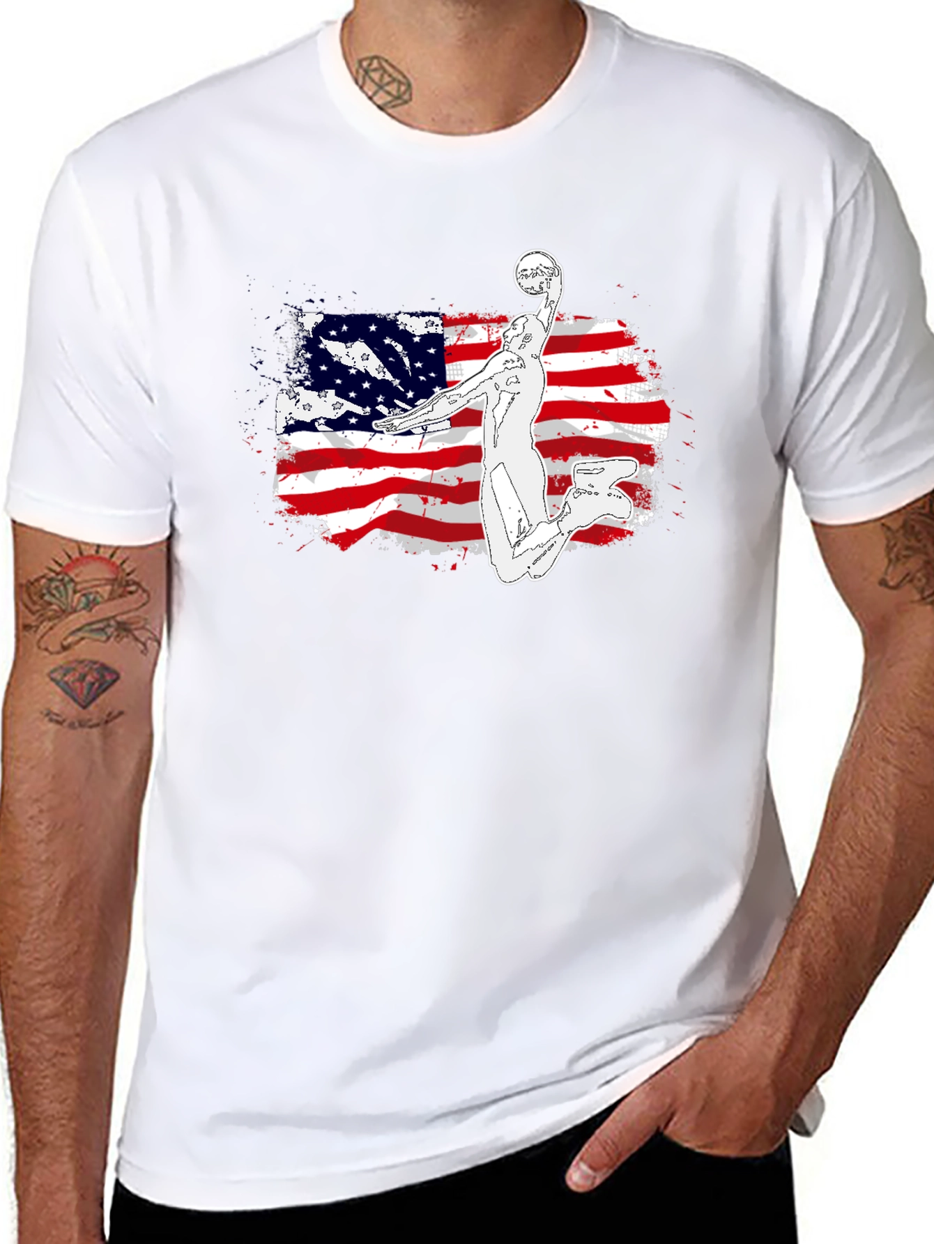American Flag Basketball Graphic T-Shirt