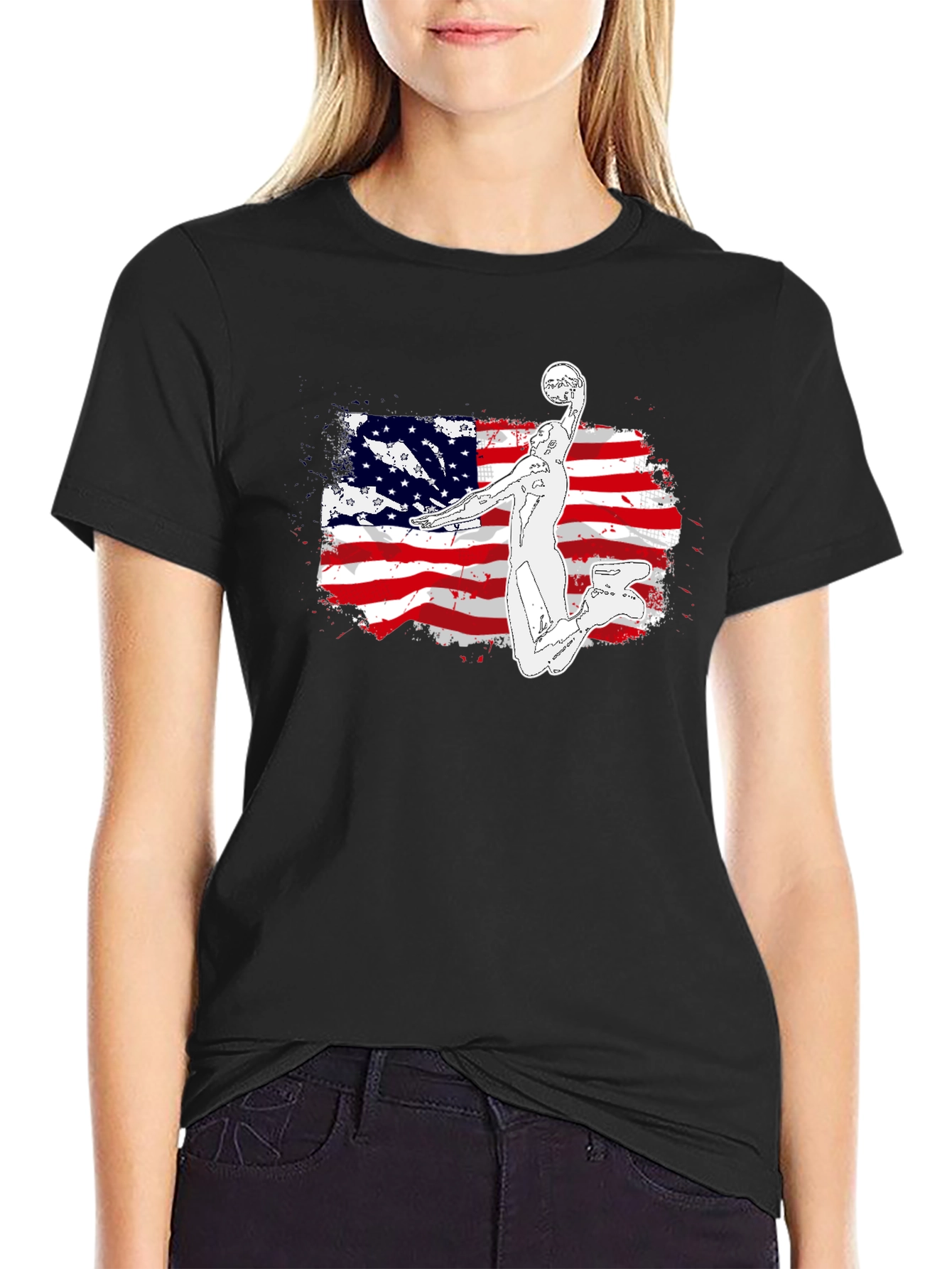 American Flag Basketball Graphic T-Shirt