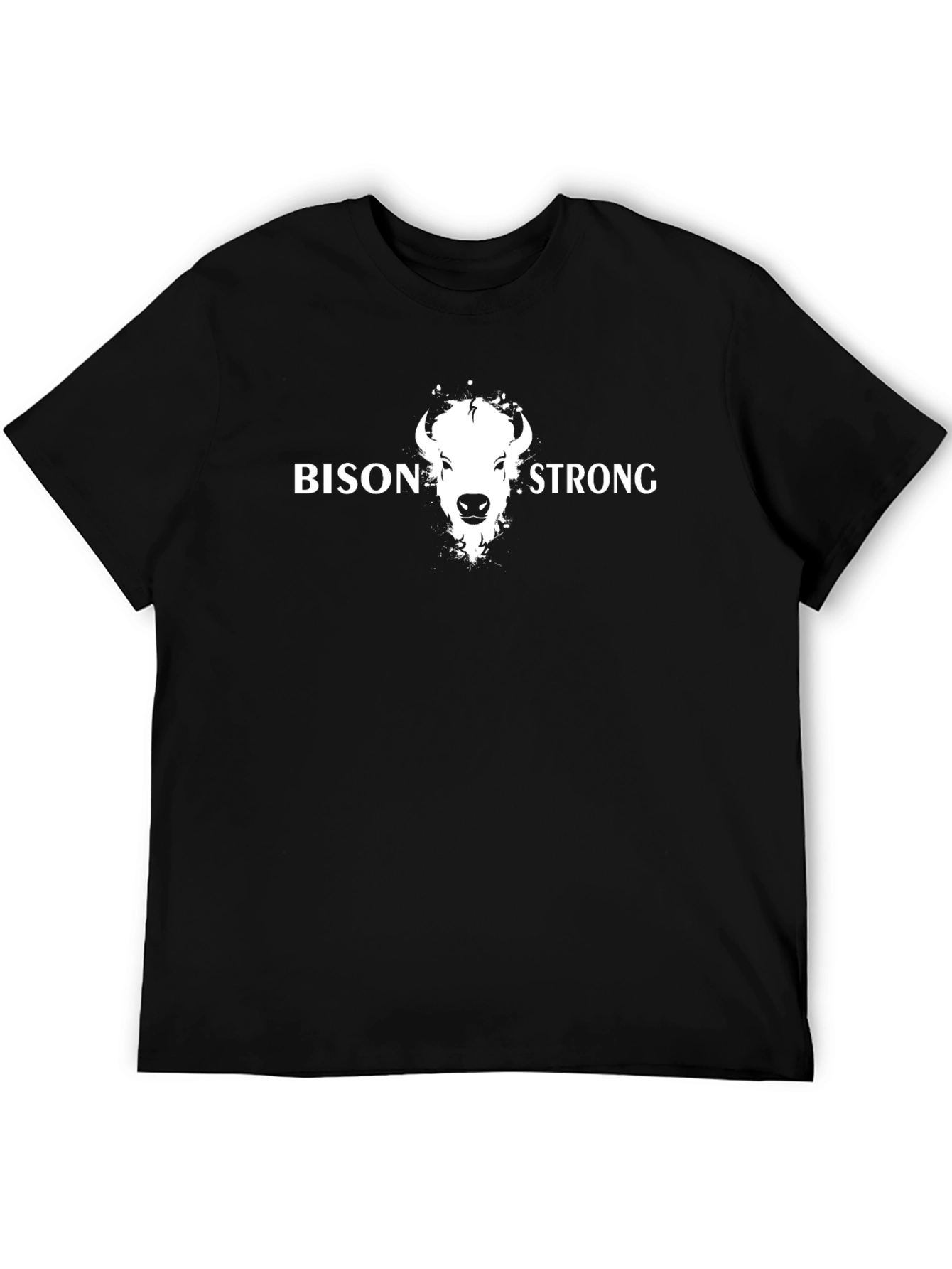 Bison Strong Graphic Tee - Black Cotton T-Shirt