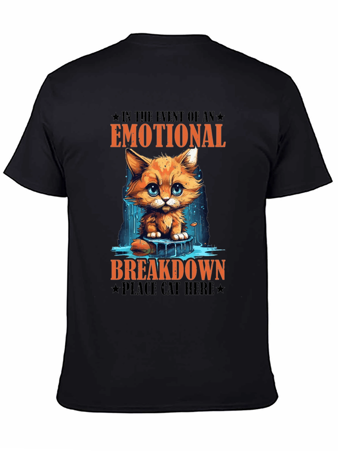 Emotional Breakdown Cat T-Shirt - Funny Graphic Tee