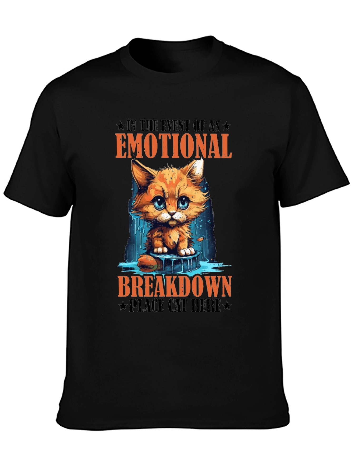 Emotional Breakdown Cat T-Shirt - Funny Graphic Tee