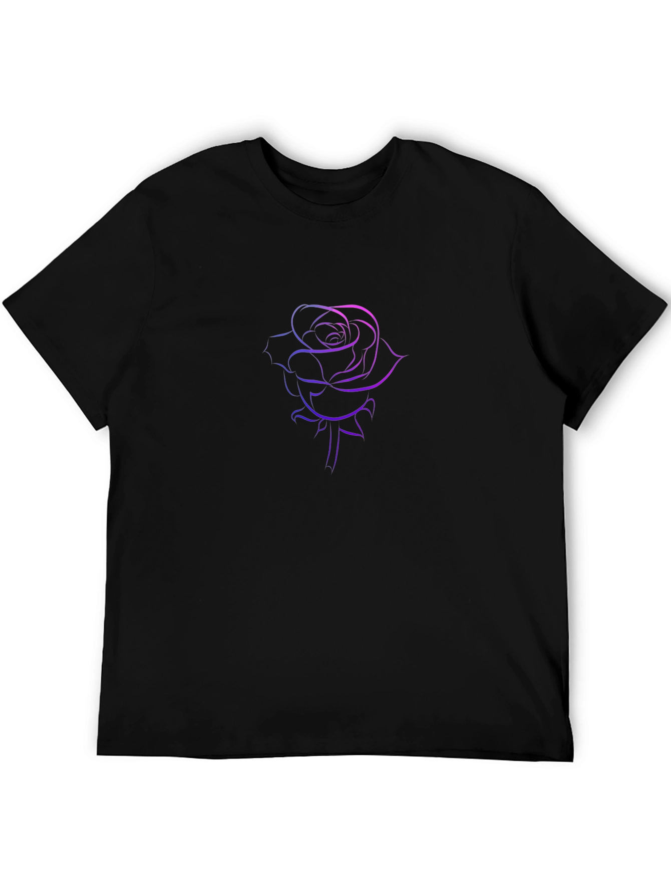 Rose Outline Graphic Tee - Stylish Black T-Shirt