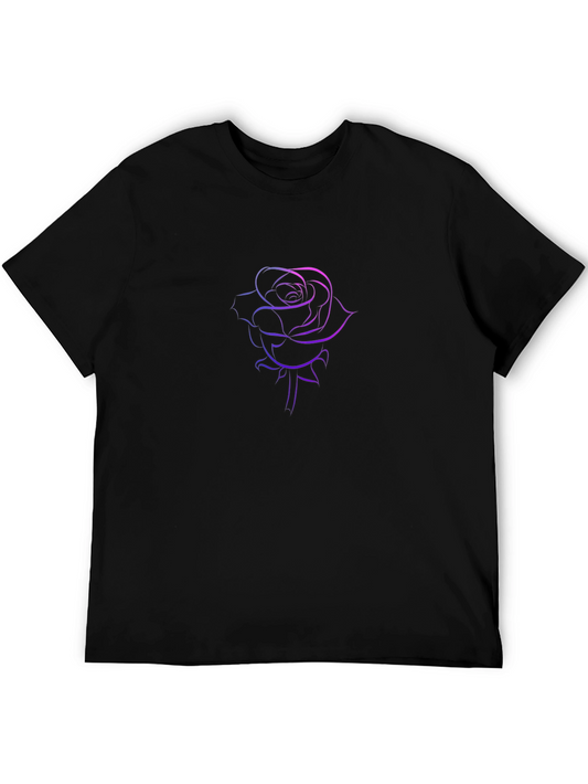 Rose Outline Graphic Tee - Stylish Black T-Shirt