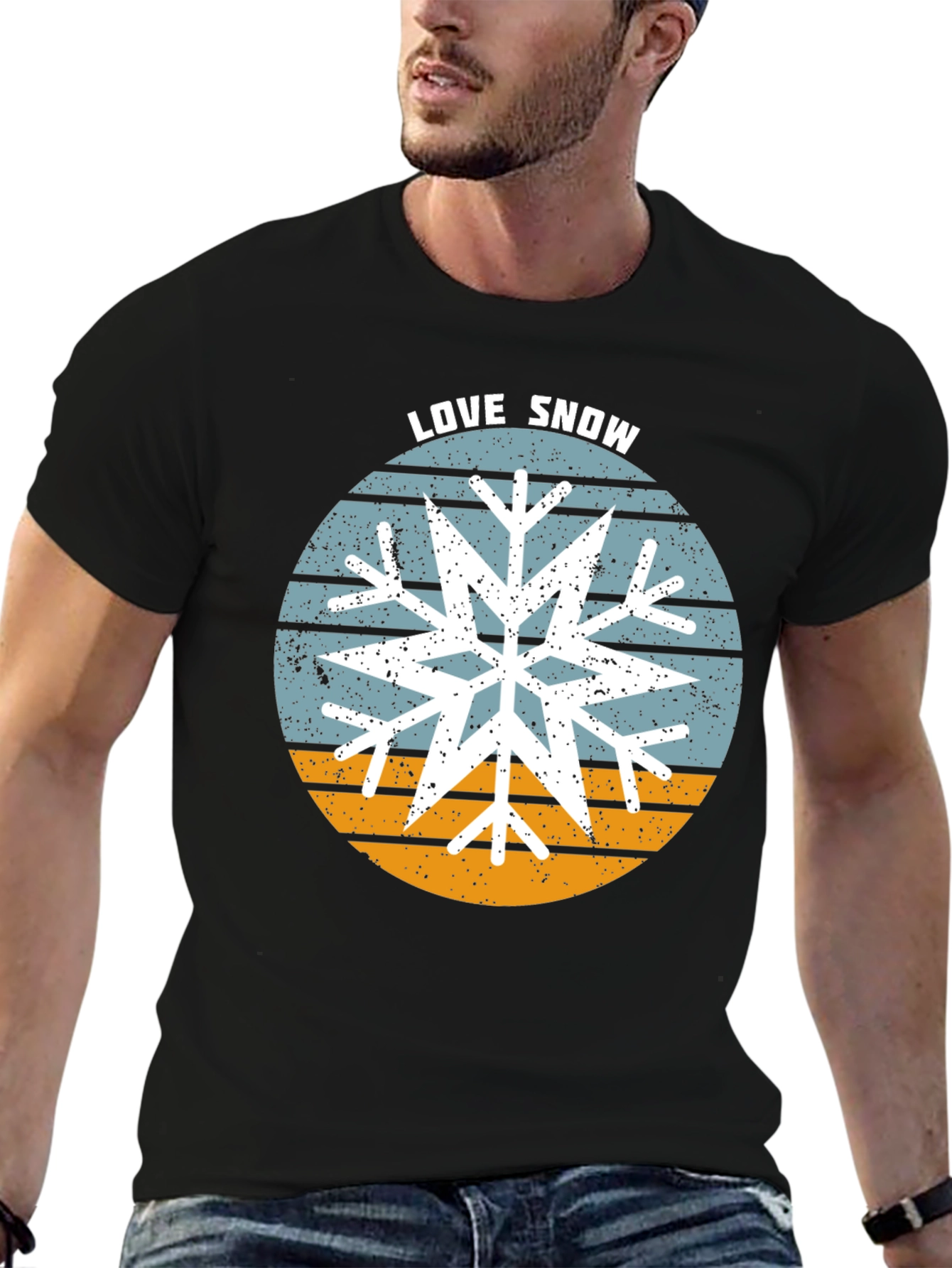 Love Snow Snowflake Graphic Tee - Black