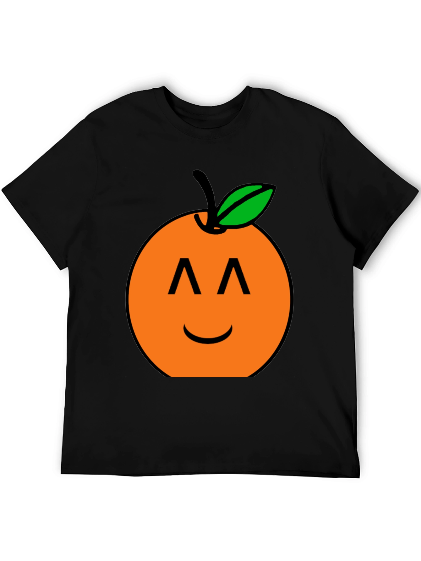 Orange Smiley Face Black T-Shirt