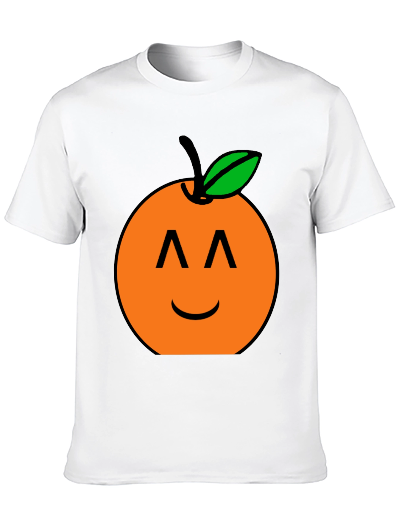 Orange Smiley Face Black T-Shirt