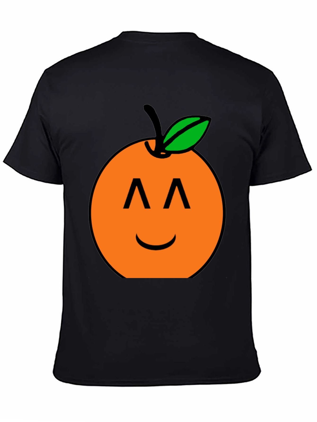 Orange Smiley Face Black T-Shirt
