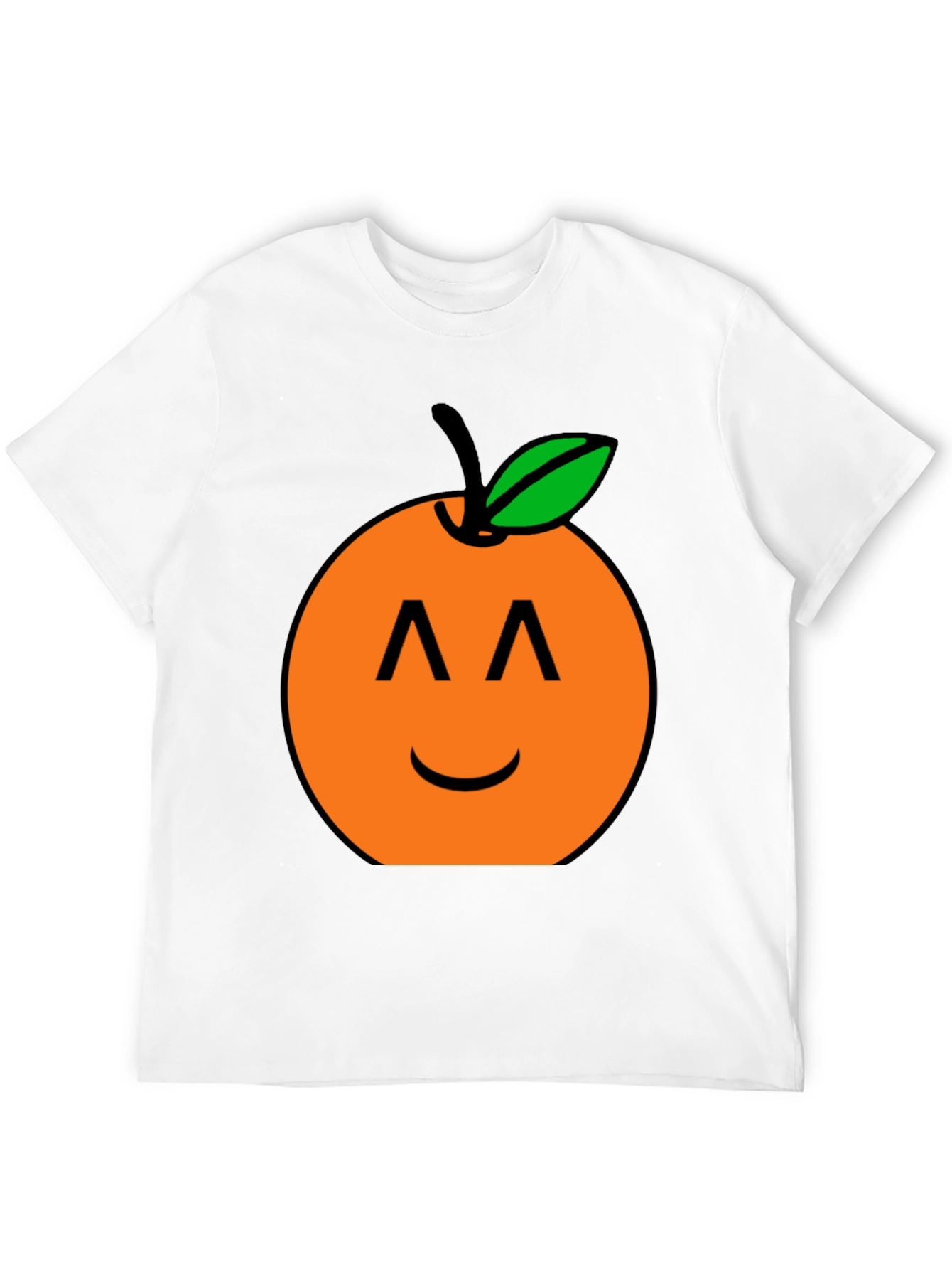 Orange Smiley Face Black T-Shirt