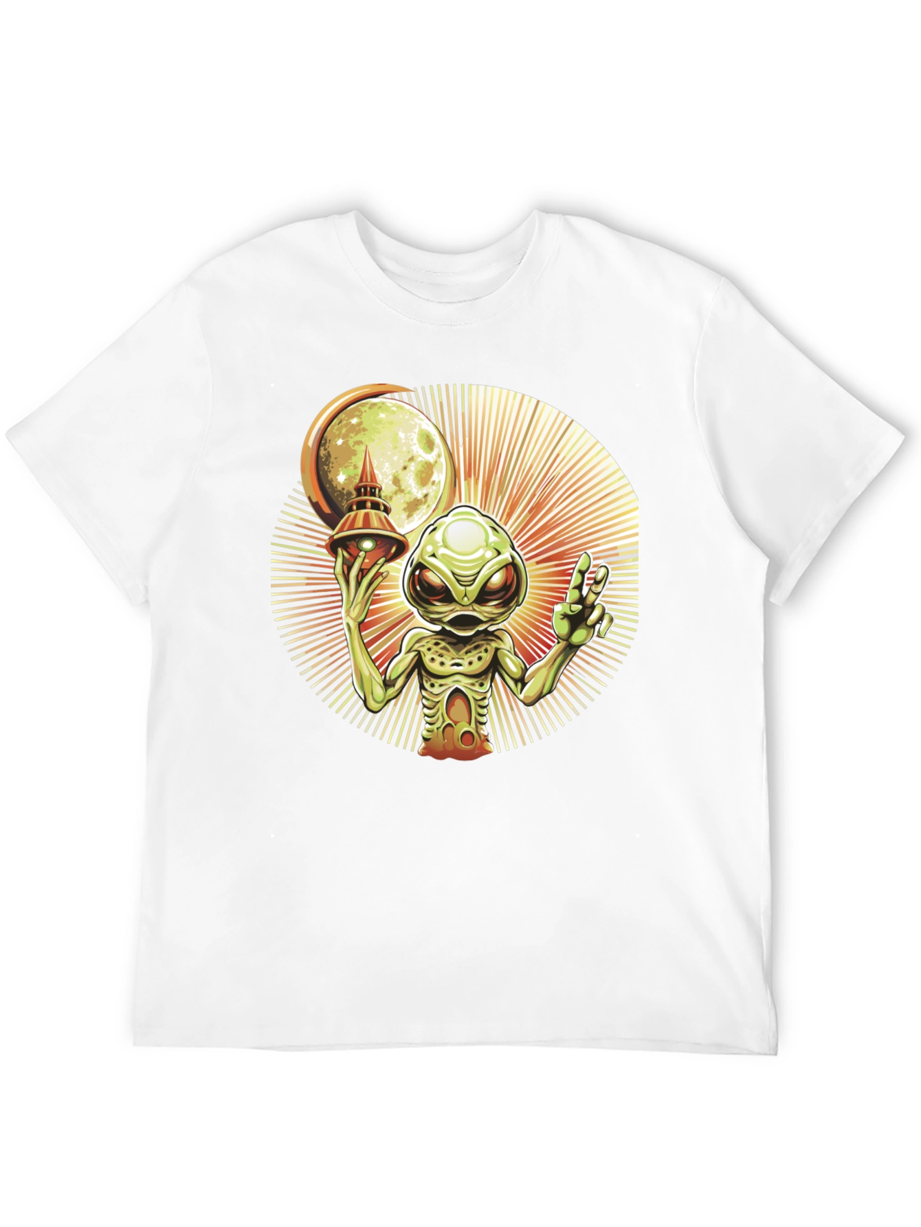 Alien UFO Graphic Tee - Black Cotton T-Shirt