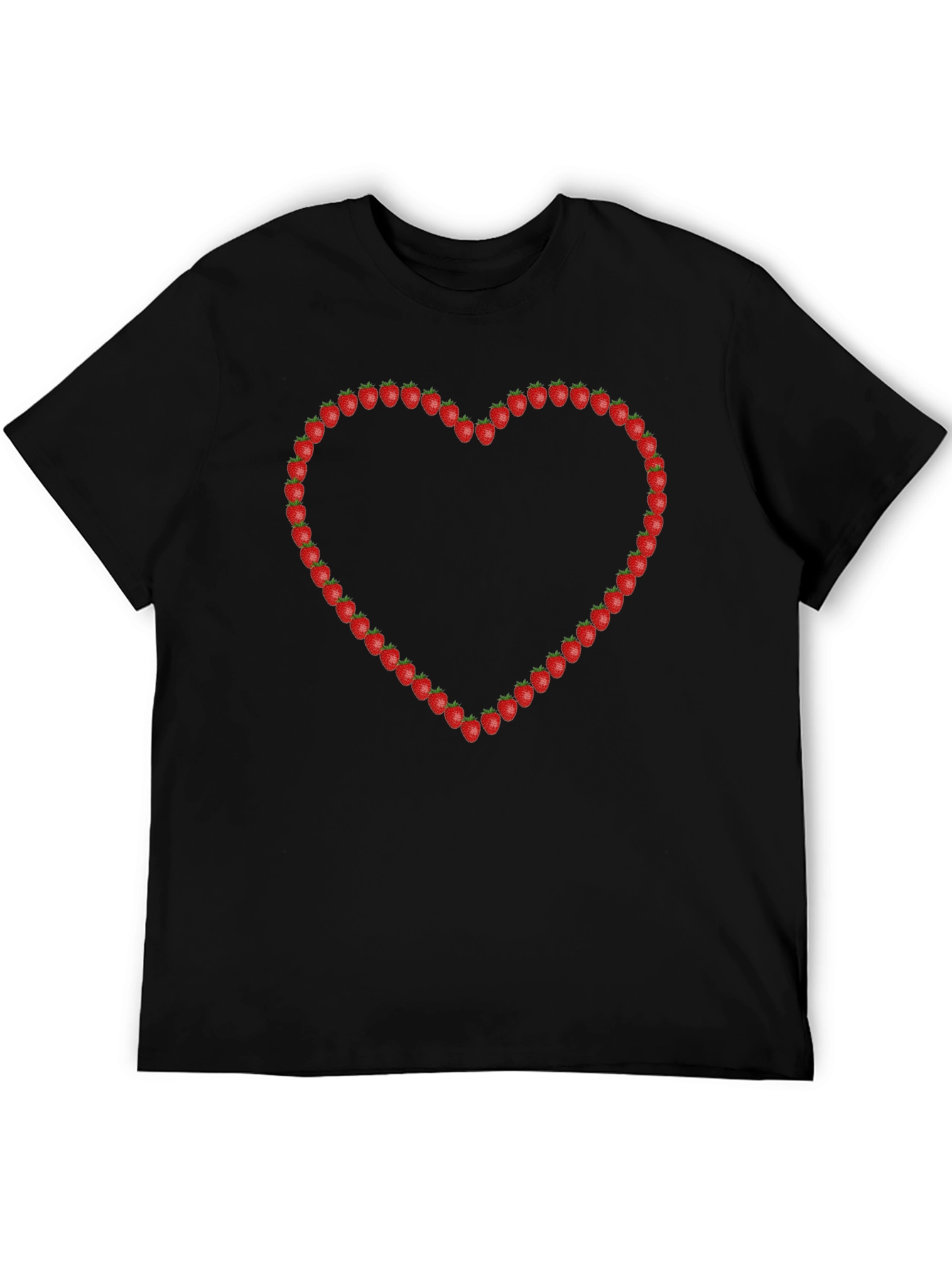Strawberry Heart Graphic Tee - Mens Black T-Shirt