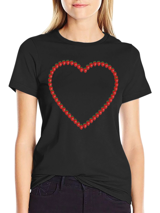 Strawberry Heart Graphic Tee - Mens Black T-Shirt