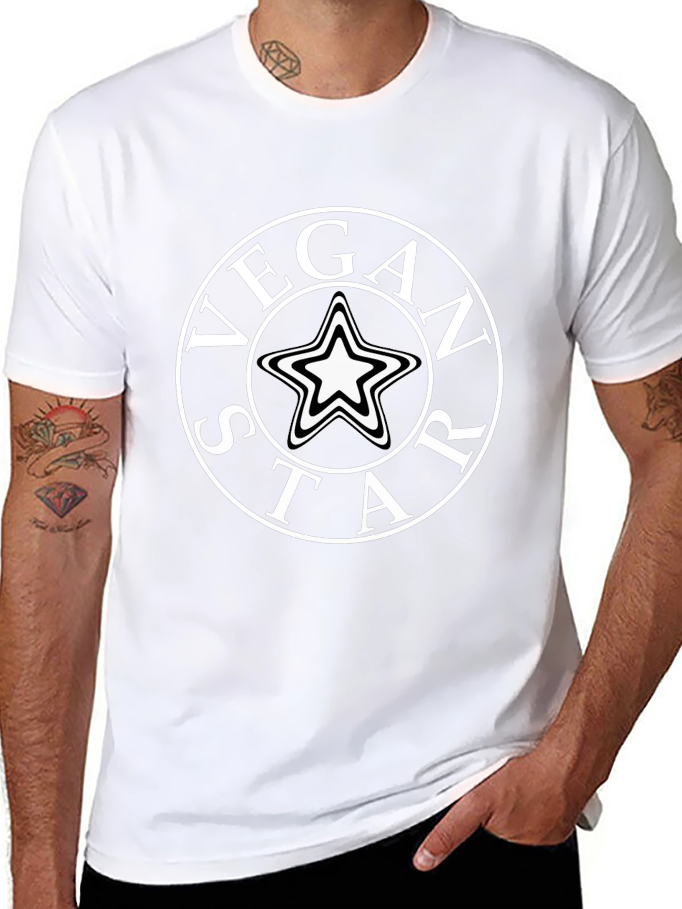 Vegan Star Graphic T-Shirt - Black