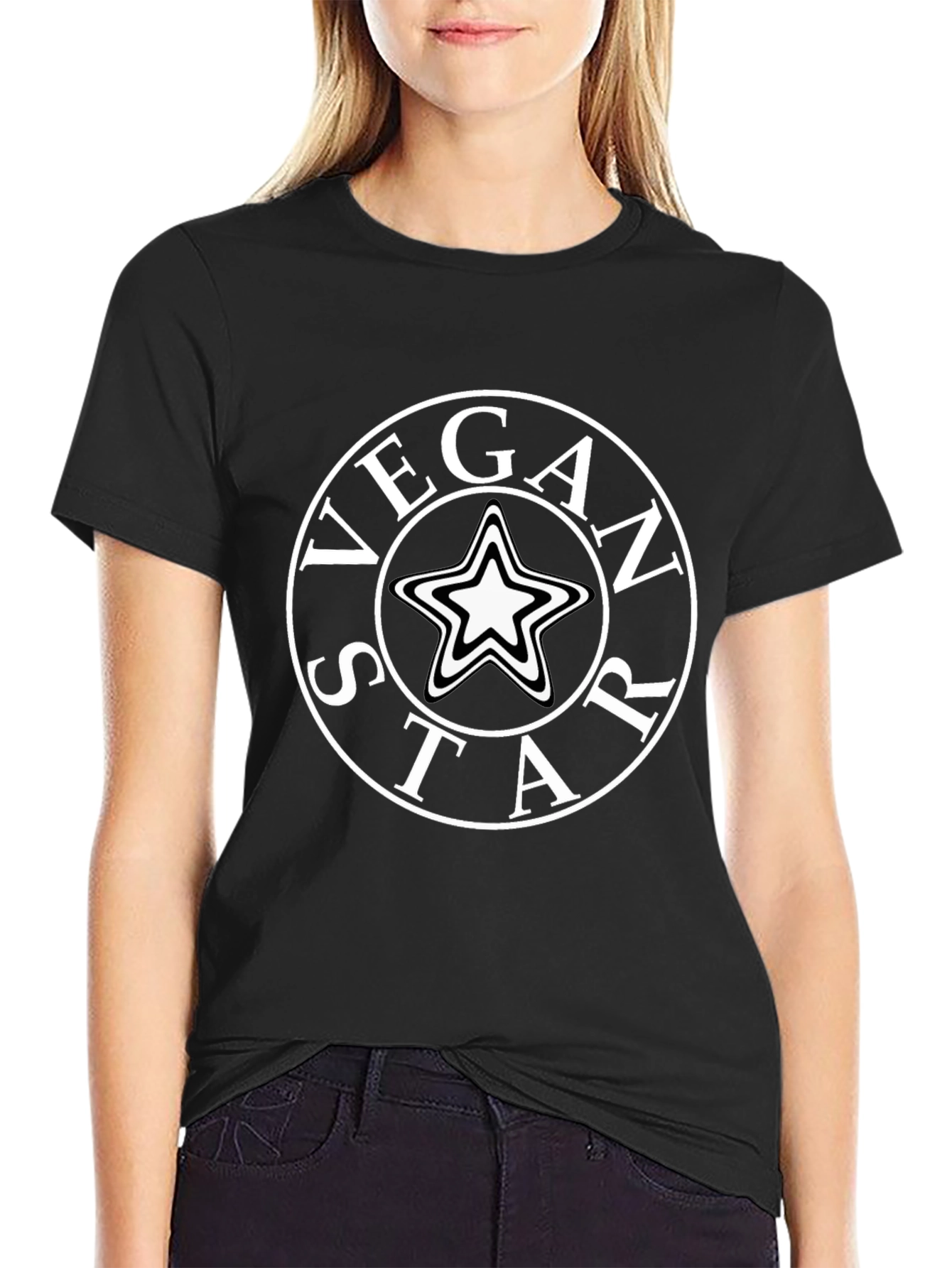 Vegan Star Graphic T-Shirt - Black