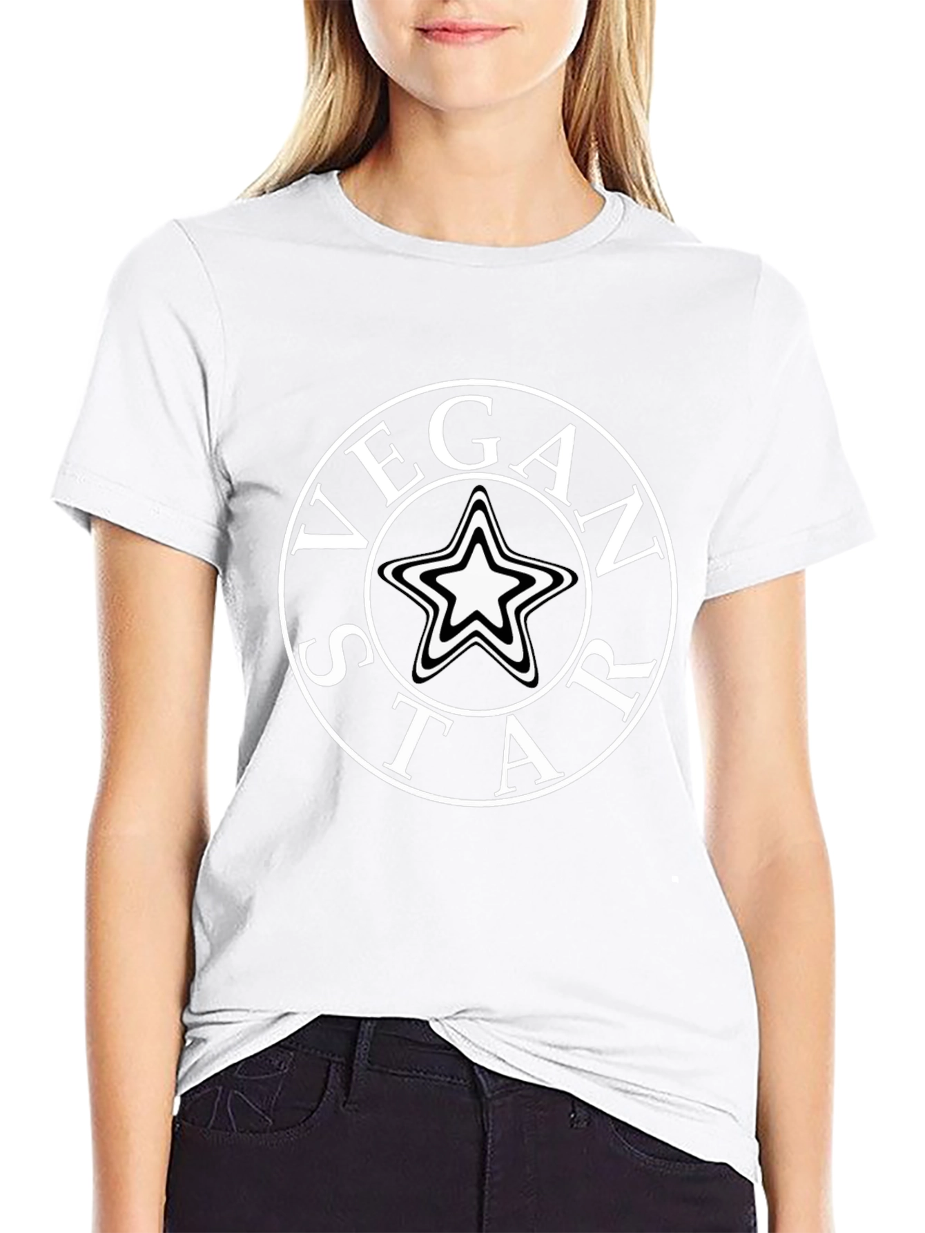 Vegan Star Graphic T-Shirt - Black