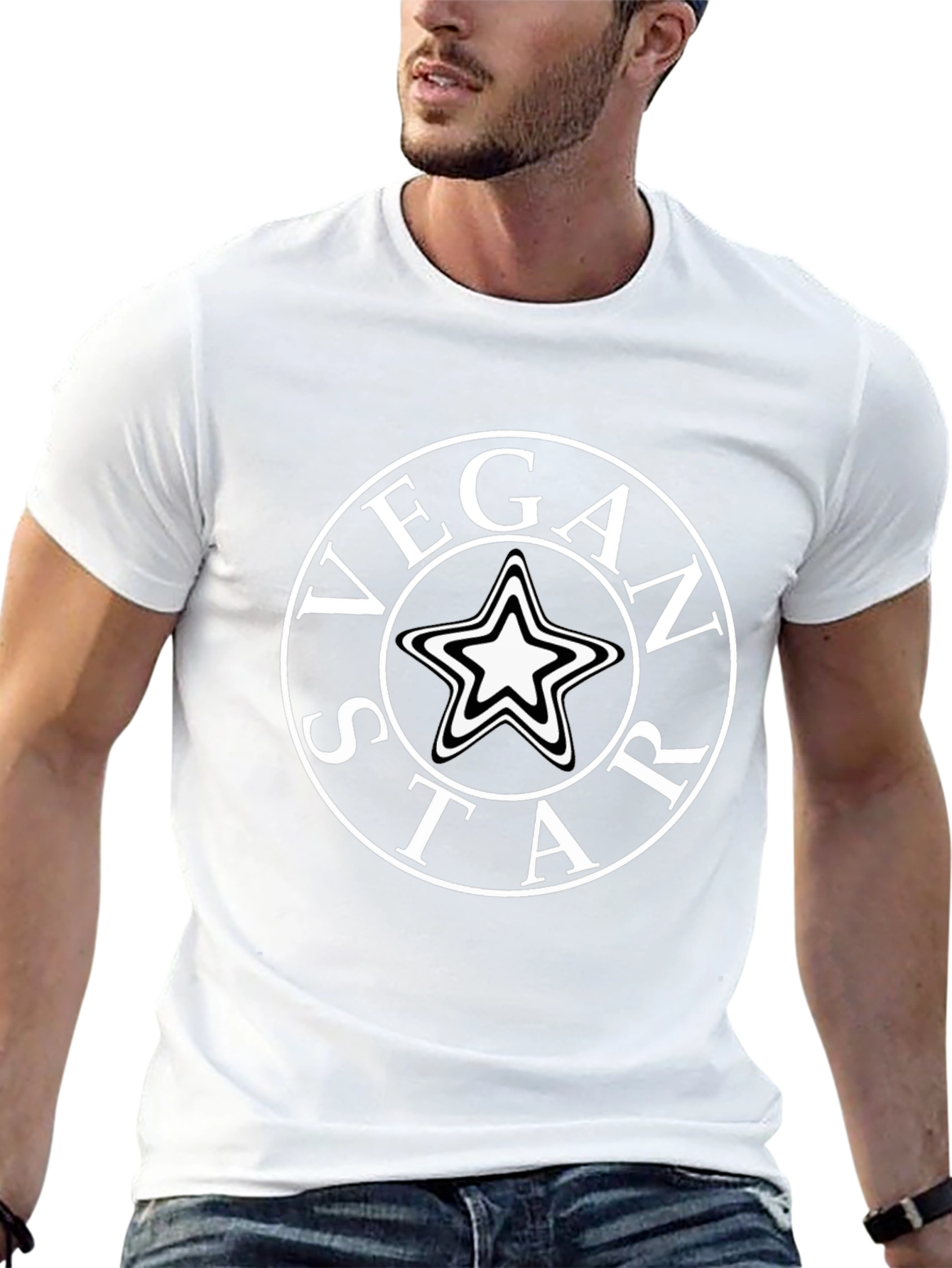 Vegan Star Graphic T-Shirt - Black