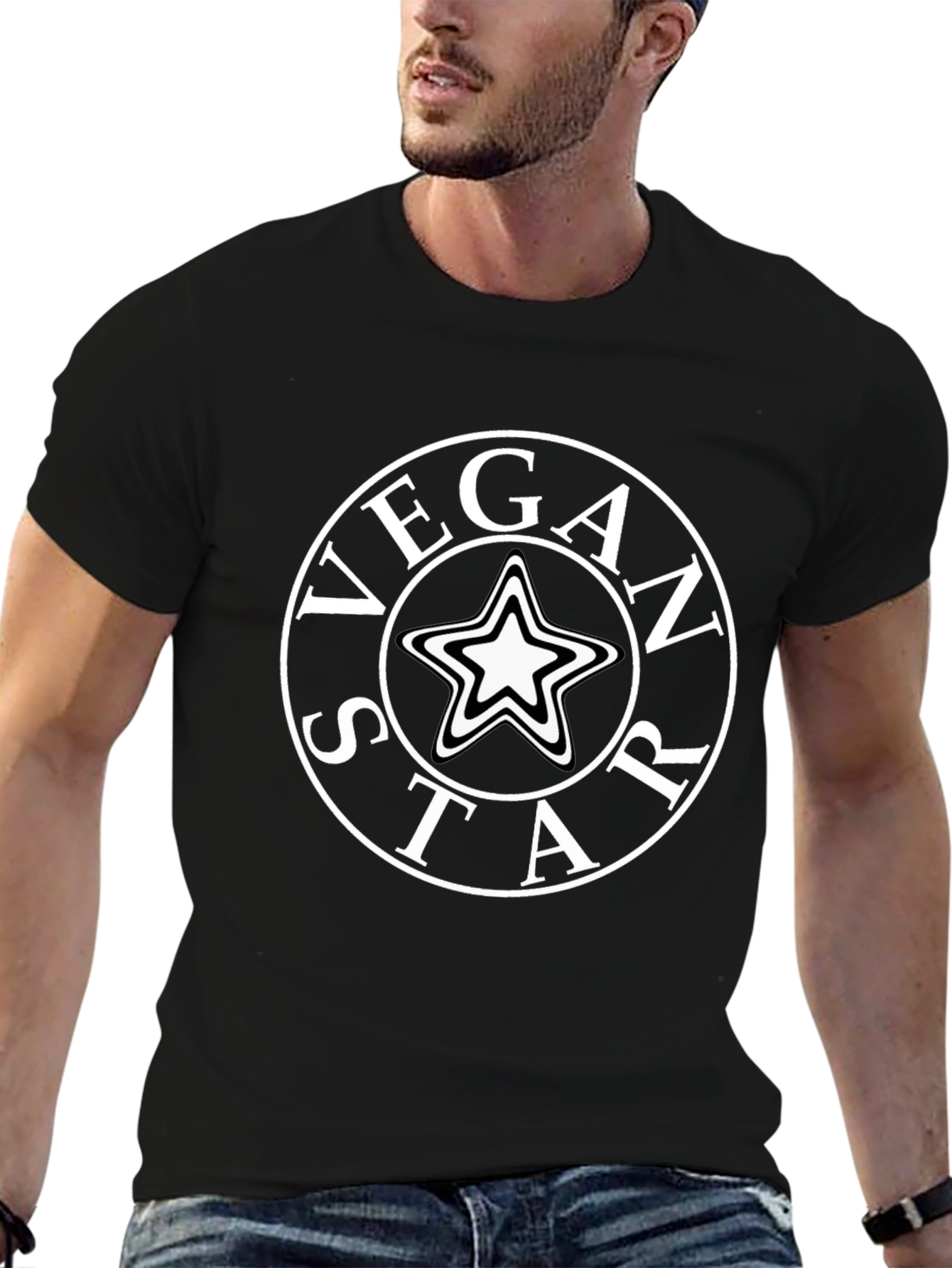 Vegan Star Graphic T-Shirt - Black