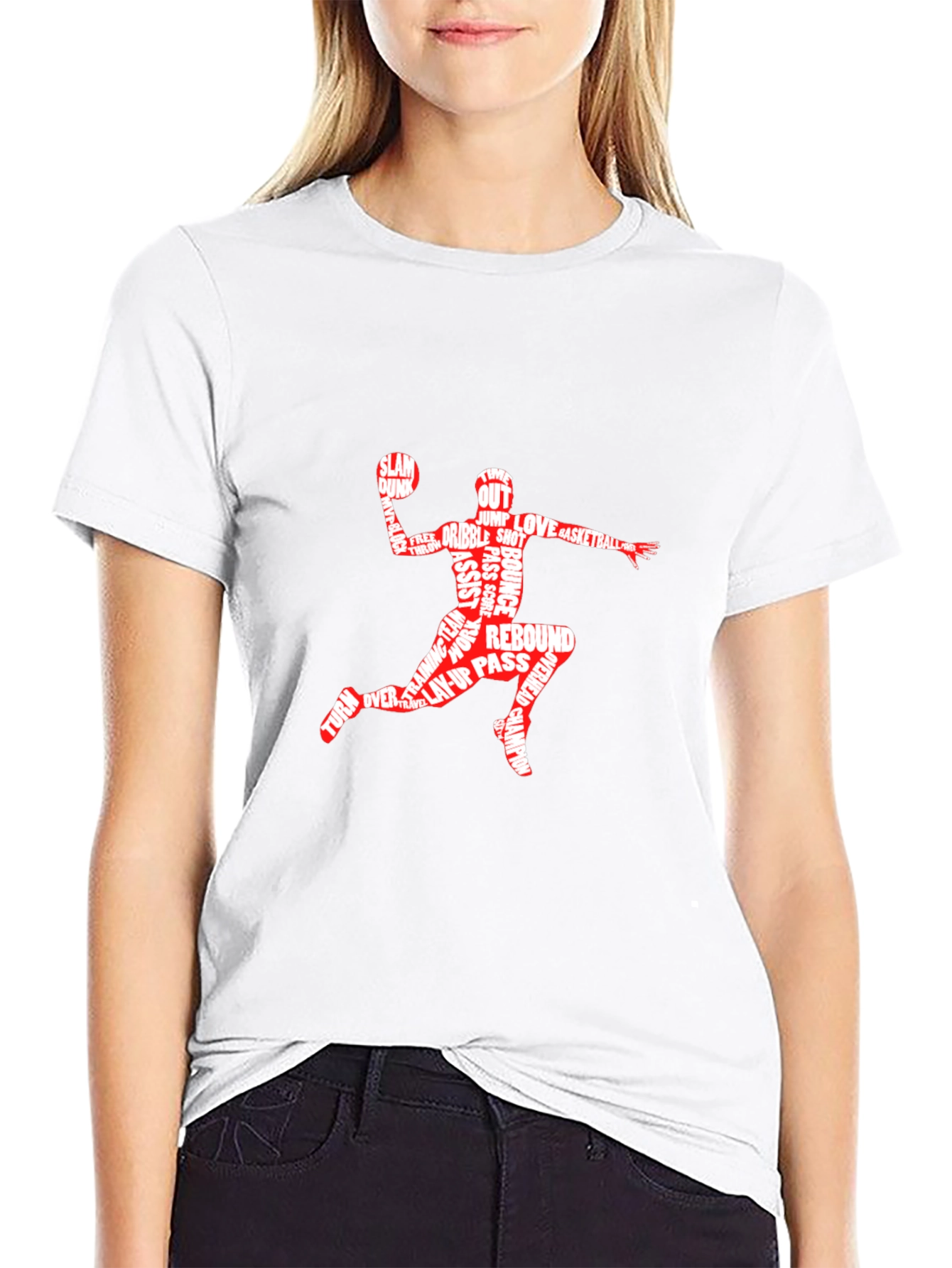 Basketball Word Art Graphic T-Shirt - Black