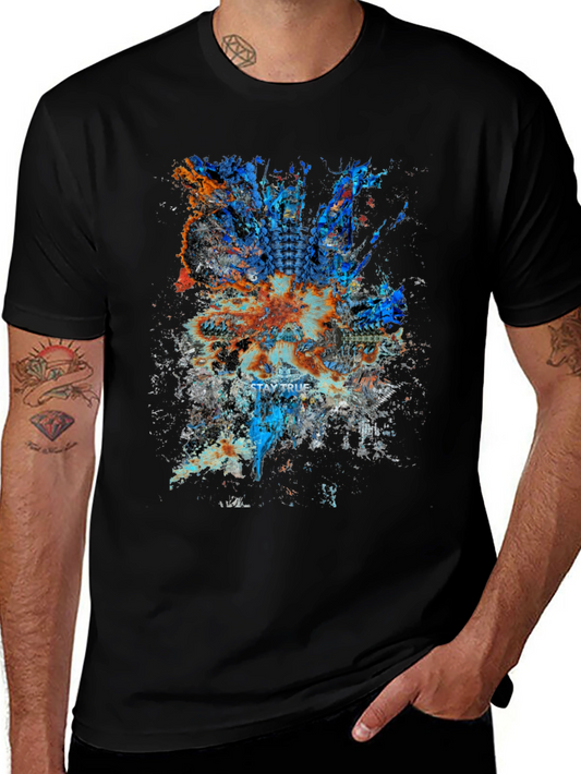 Abstract Graphic Print Mens Black T-Shirt