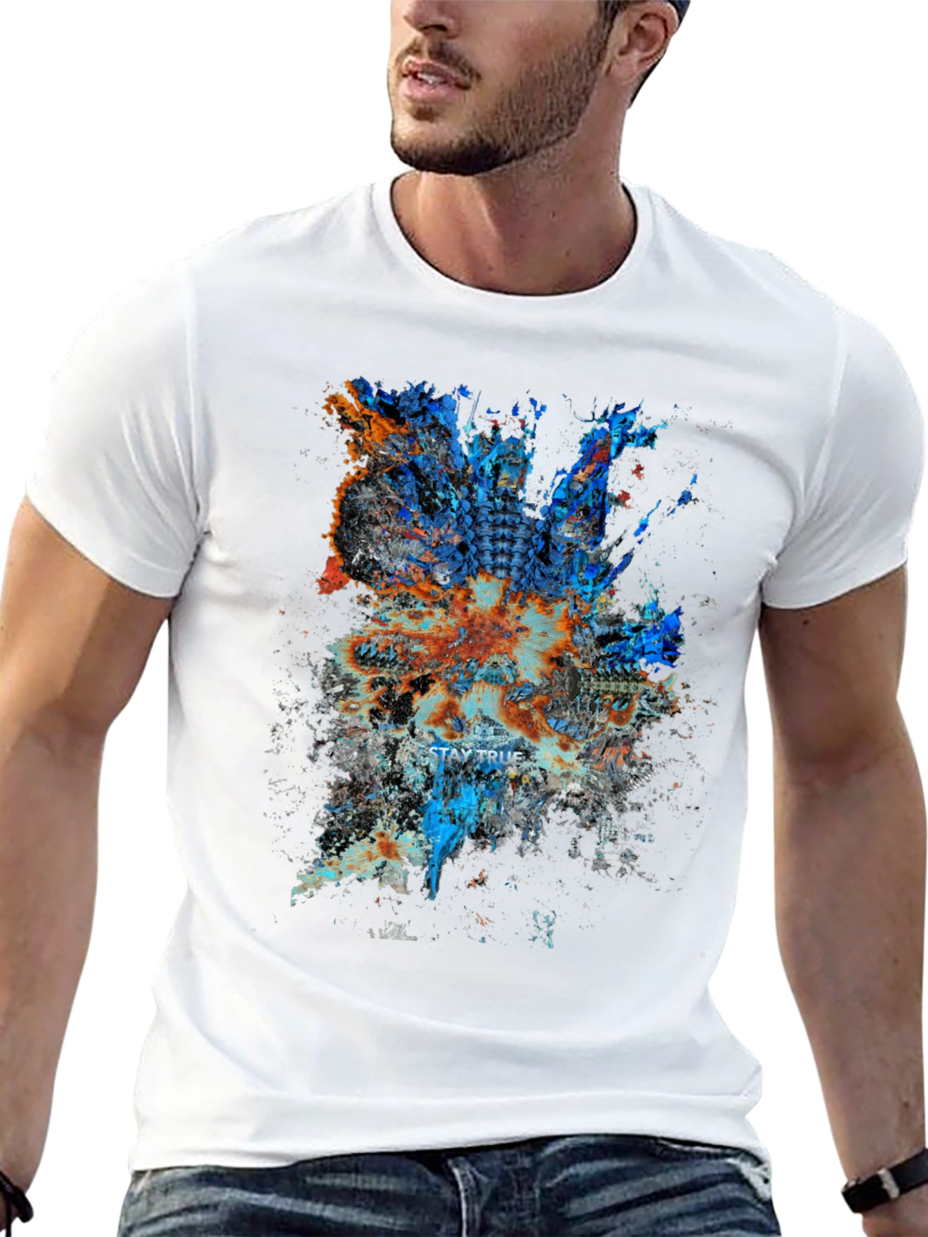 Abstract Graphic Print Mens Black T-Shirt