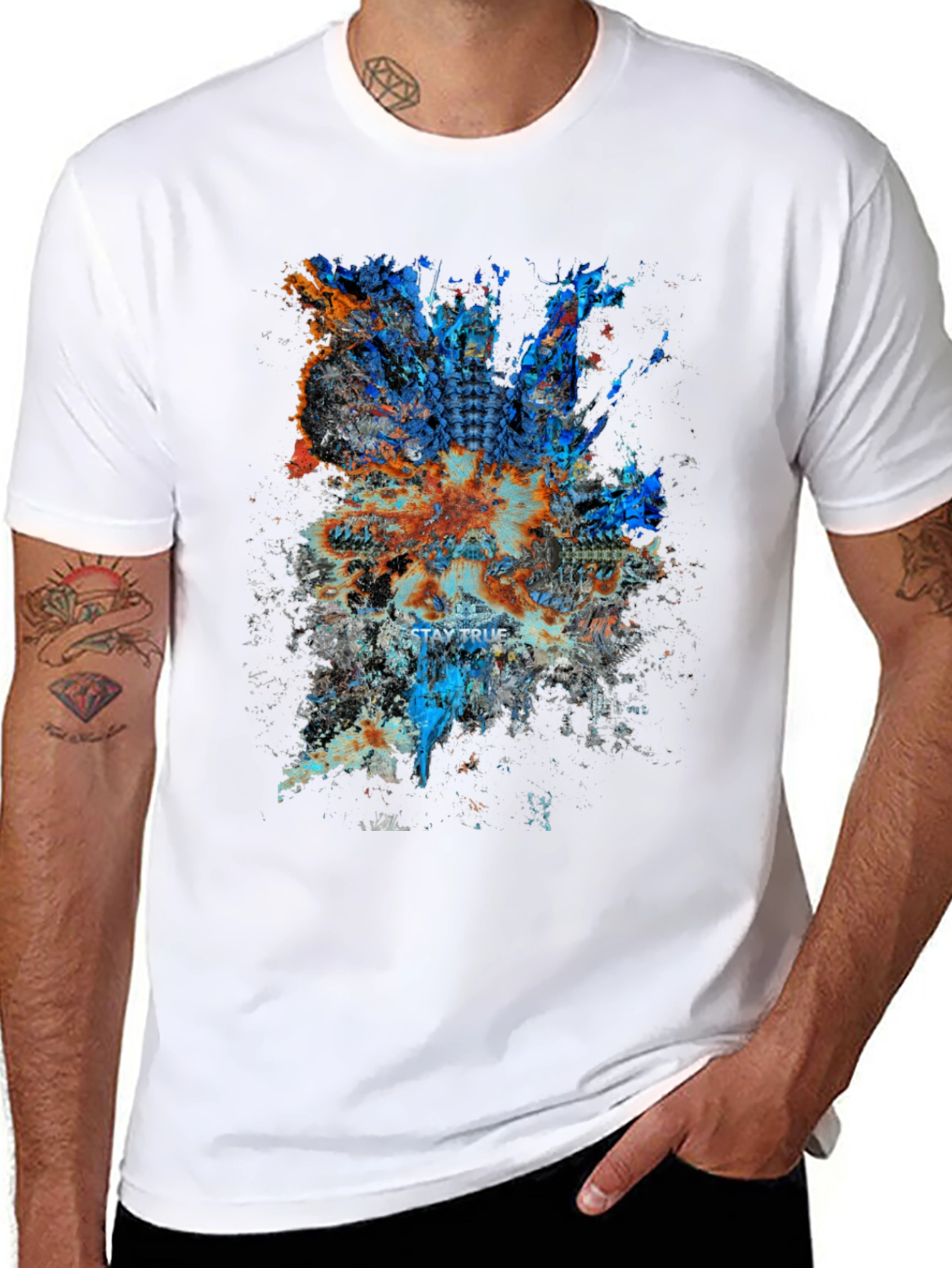 Abstract Graphic Print Mens Black T-Shirt