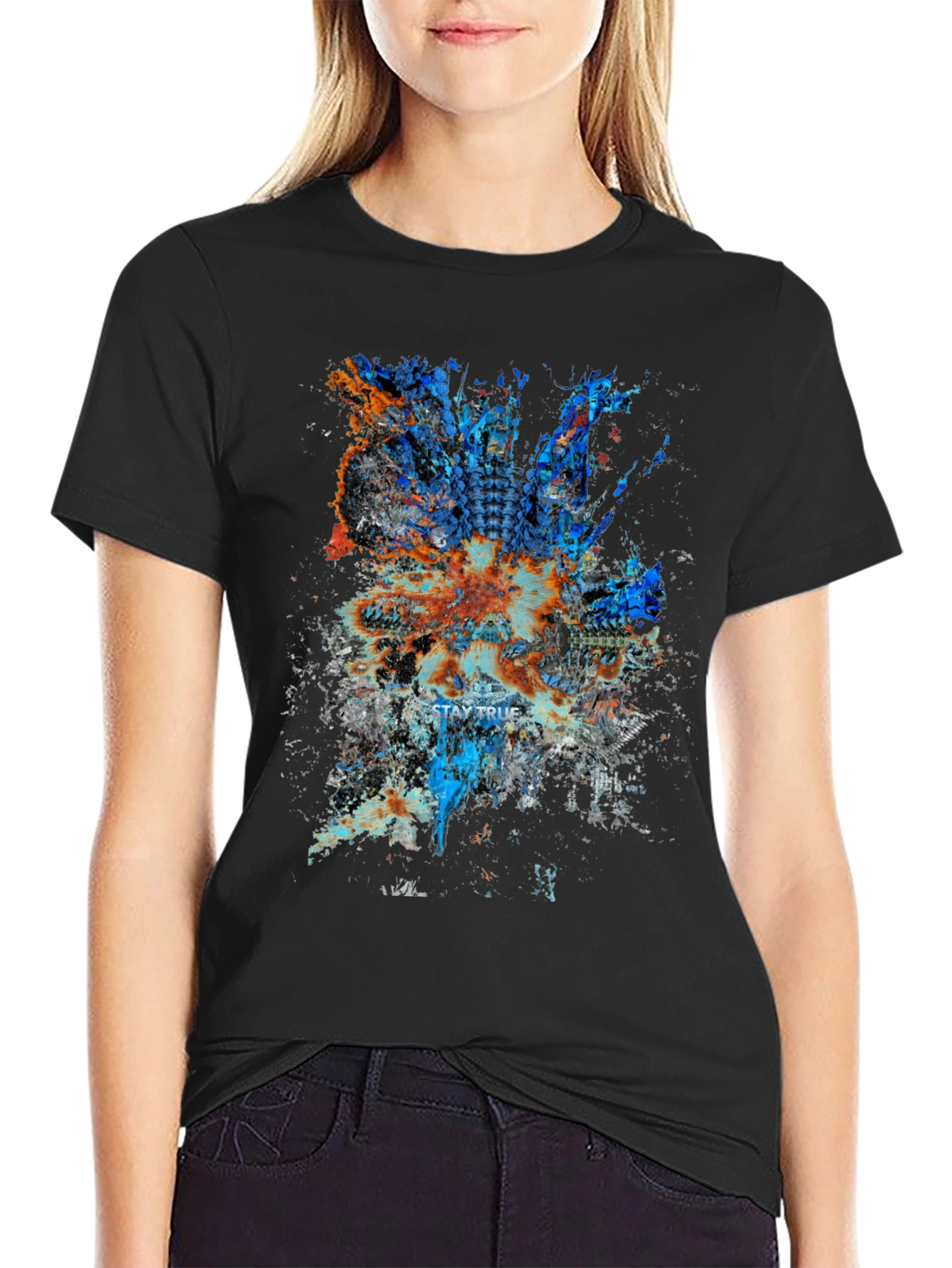 Abstract Graphic Print Mens Black T-Shirt