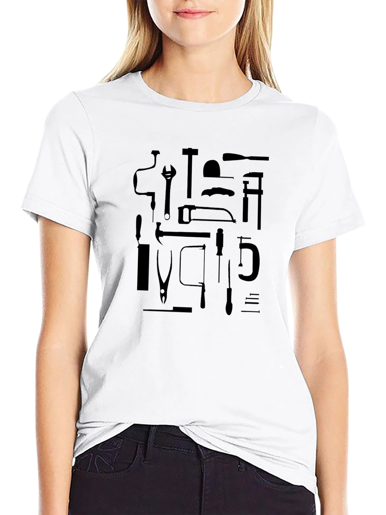 Black Tool Pattern T-Shirt